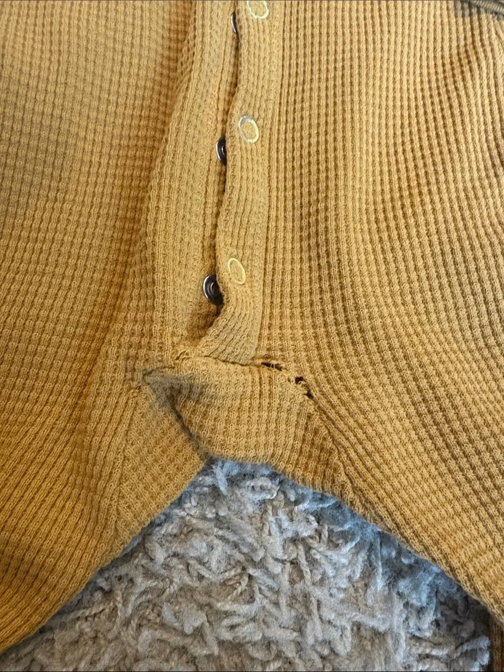 Kids Waffle-Knit Footie One-Piece in Mustard